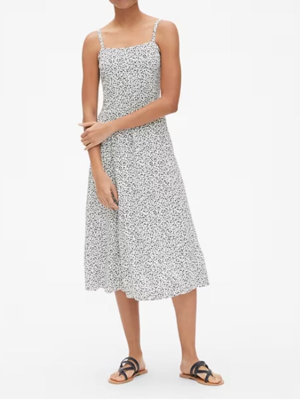 🌸🤍 GAP Print Fit & Flare Cami Midi Dress – Women's XL 🤍🌸